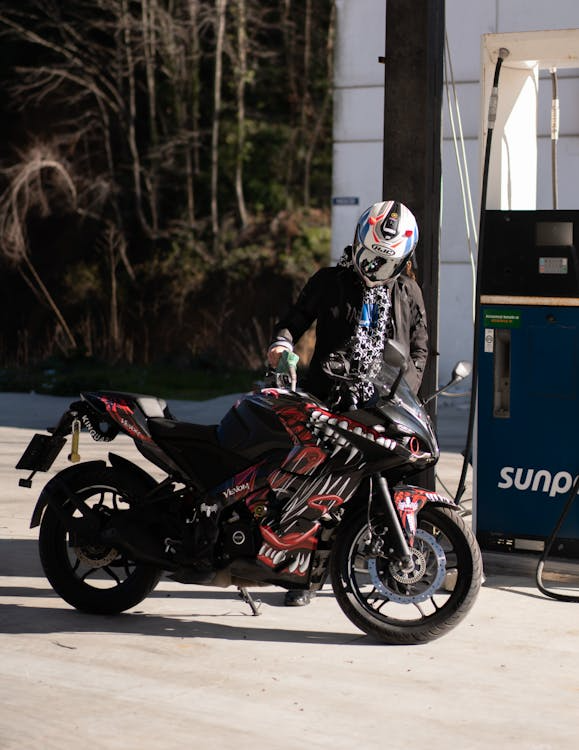 Fuelling up the motorcycle