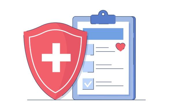 Flat health insurance claim form and protective shield.