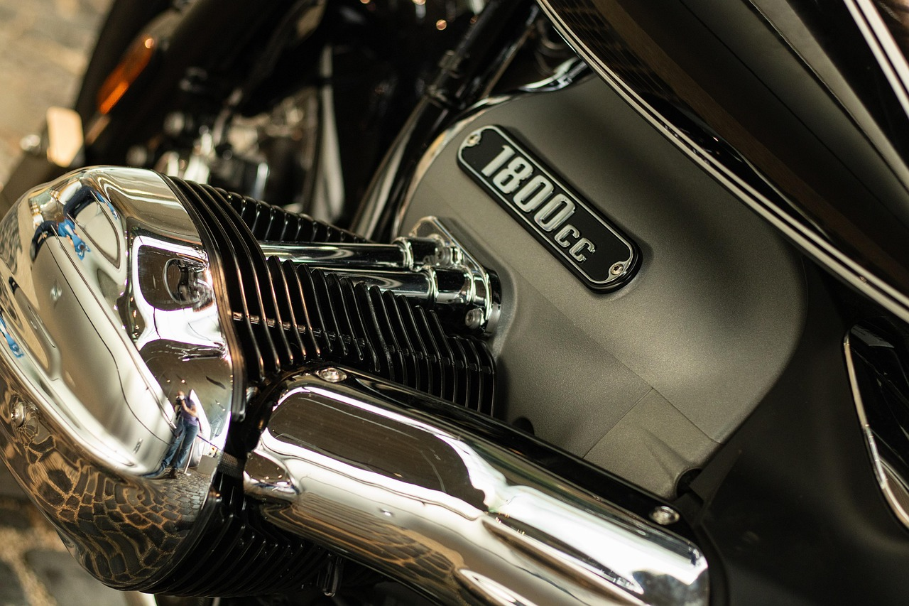 The side-view of a motorbike engine