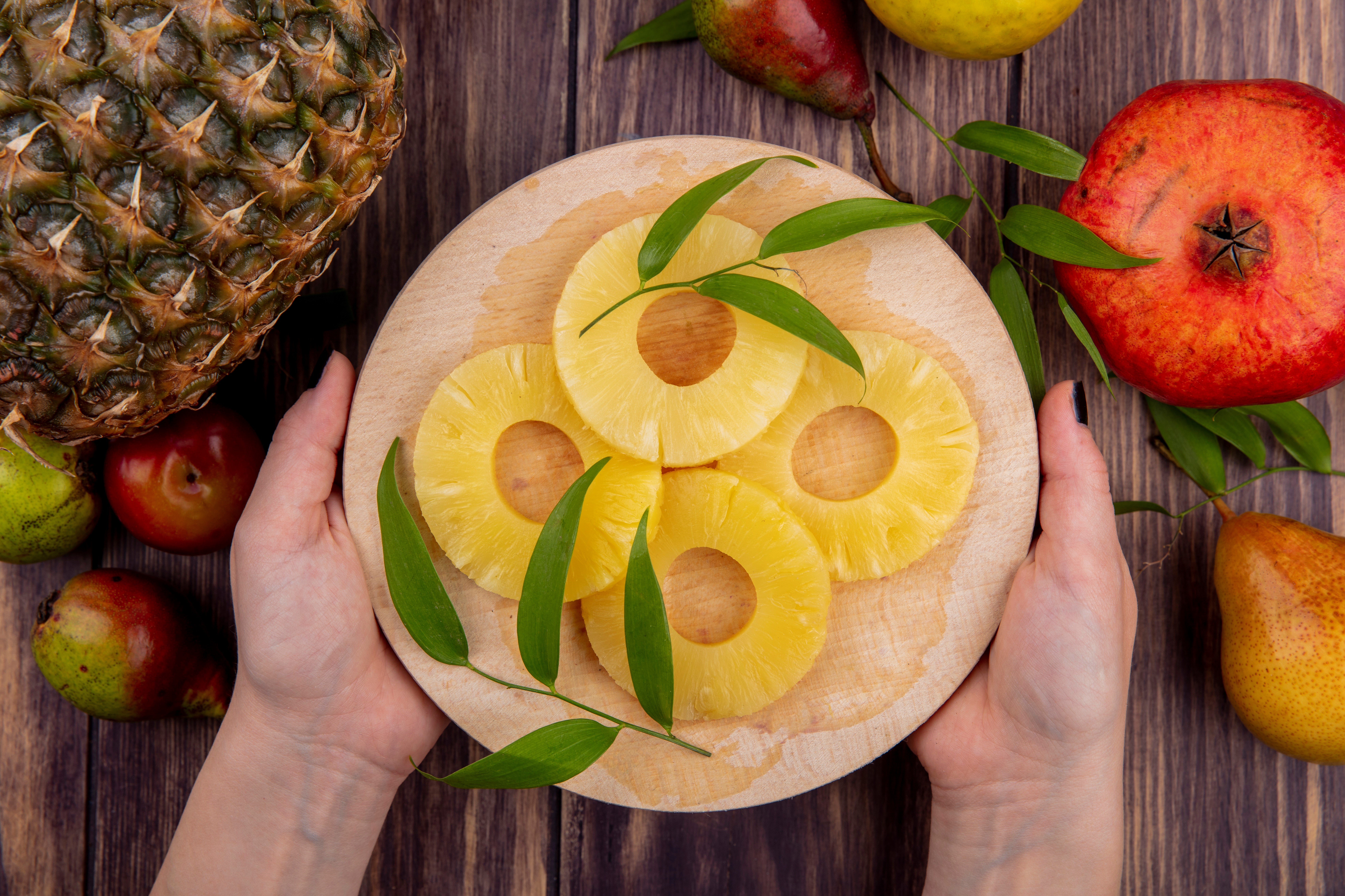 A sliced pineapple on a plate