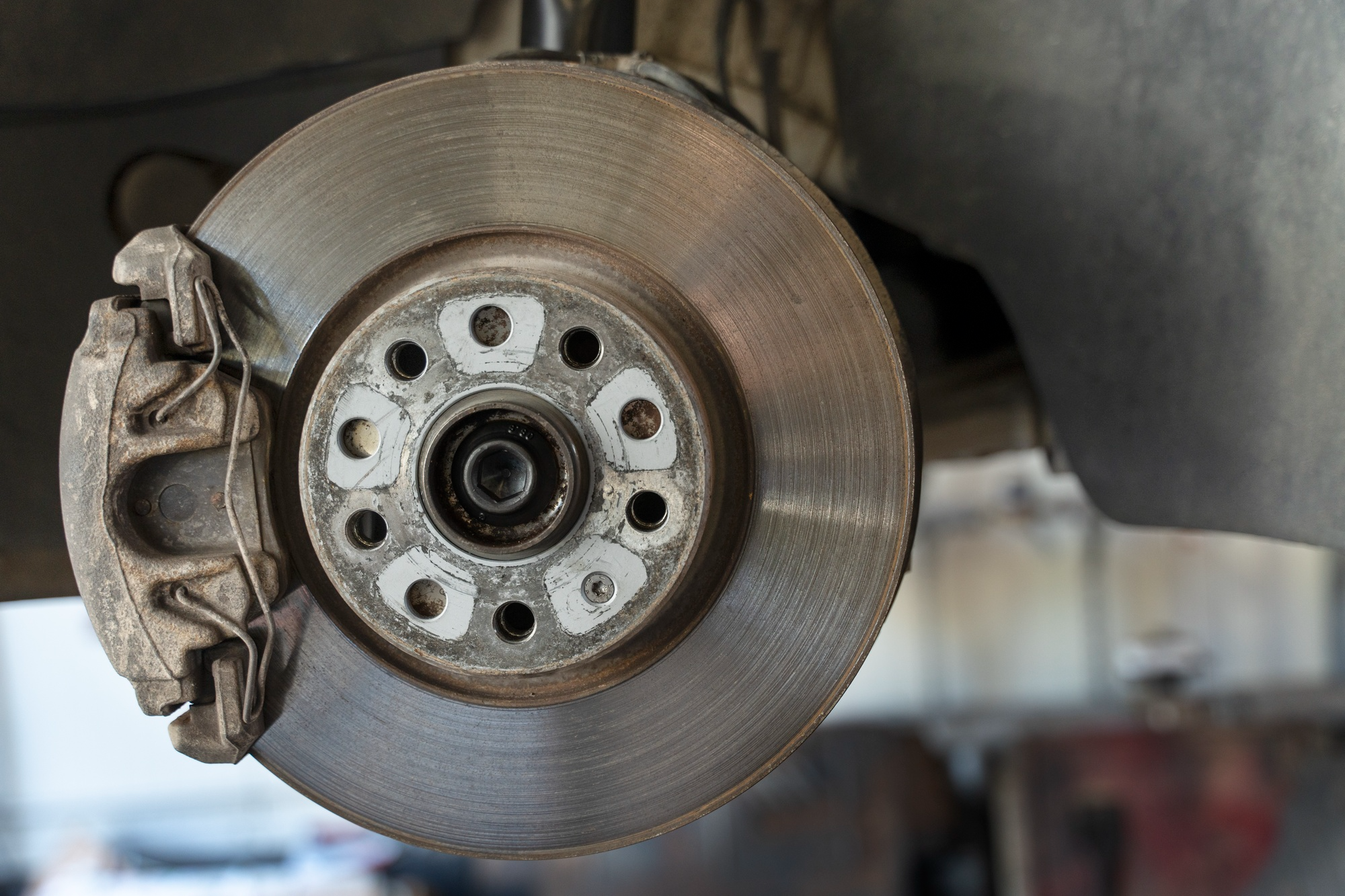 A car clutch plate in a workshop.